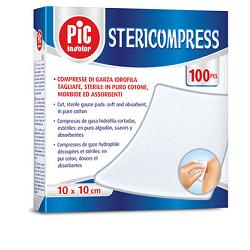 GARZA COMPRESSA IDROFILA PIC STERICOMPRESS 10X10 CM 4 BUSTE  25 PEZZI