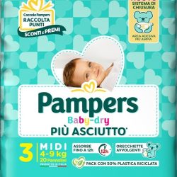 PAMPERS BABY DRY PANNOLINO DOWNCOUNT MIDI 20 PEZZI