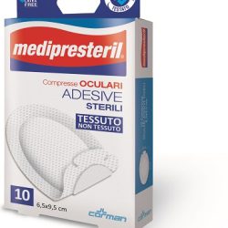 GARZA COMPRESSA OCULARE MEDIPRESTERIL ADESIVA TNT 6,5X9,5CM 10 PEZZI